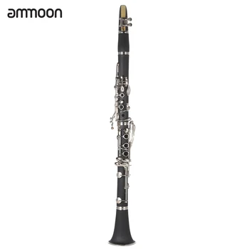 

ammoon ABS Clarinet Bb Cupronickel Plated Nickel 17 Key with Cleaning Cloth Gloves Screwdriver Woodwind Instrument