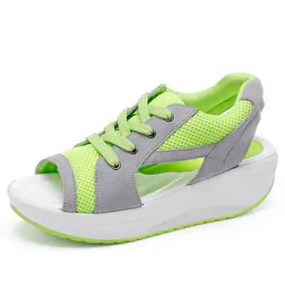 Г., новые сандалии на платформе с толстой подошвой, дышащая обувь с сеткой, его комфортные праздничные туфли - Цвет: Зеленый