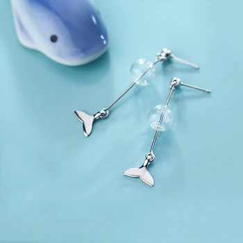 

MloveAcc Authentic 100% 925 Sterling Silver Bubble & Mermaid Tail Drop Earrings for Women Original Fashion Earring Jewelry Gift