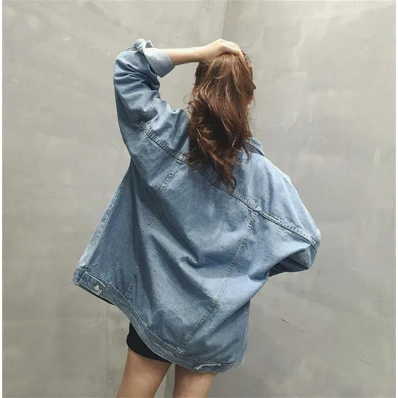 Kopen Herfst Vrouwen Losse Basic Jassen Vrouwelijke Jeans Jas Feminino Slanke Denim Jas Oversized Bomber Streetwear Veste Femme