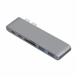 Двойной тип-c USB3.0 порты концентратор Combo Card Reader PD зарядки 4 K HD 6 в 1 конвертер адаптер для MacBook Pro