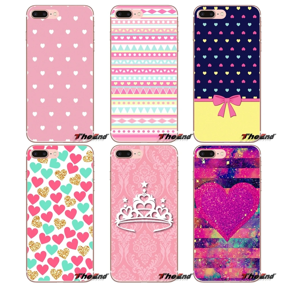 

For iPhone X 4 4S 5 5S 5C SE 6 6S 7 8 Plus Samsung Galaxy J1 J3 J5 J7 A3 A5 2016 2017 Pink Rose Heart Stripes Princess Soft Case