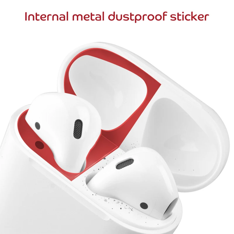 Metal Dust Guard Sticker for Airpods 1 2 Skin Protective Sticker for Apple AirPods 1 Earphone Charging Box Case Cover Shell Skin