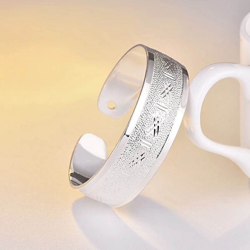 

Women Silver Color Charms Bracelet Bangle Lake Light Women Fashion Cuff Bracelet Two Choices Silver 925 Jewelry in jewelry