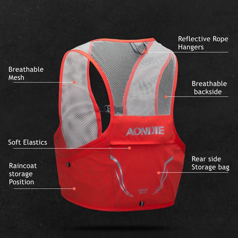 Aonijie 2.5L работает жилет Легкий Рюкзак дышащий светоотражающие веломарафон