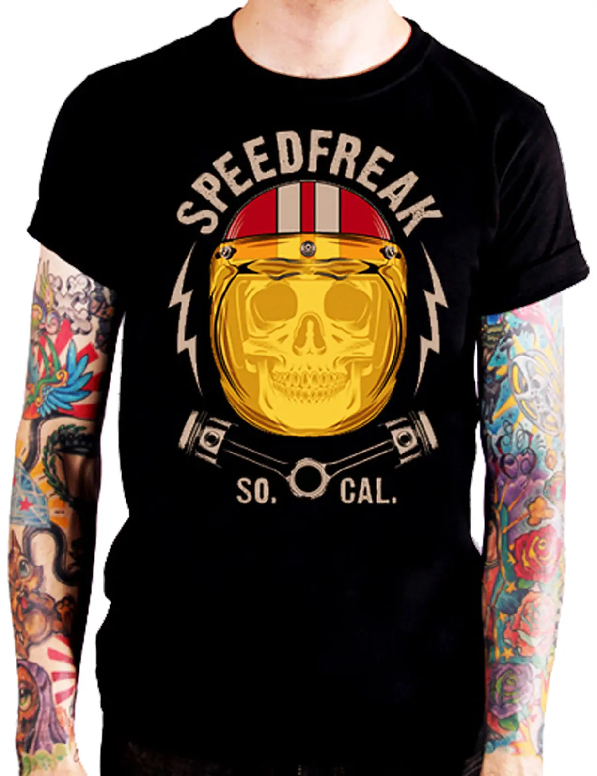 

2019 Новые мужские футболки [SPEED FREAK] футболка ROCKABILLY череп мотоциклы ROCKER TA футболки Homme