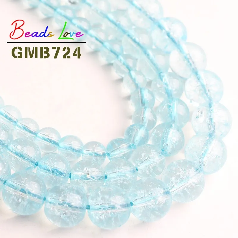 

Blue Cracked Quartz Round Beads For Jewerly Making 6 8 10mm Natural Stone Beads Diy Bracelet Jewellery Wholesale Perles 15 Inch