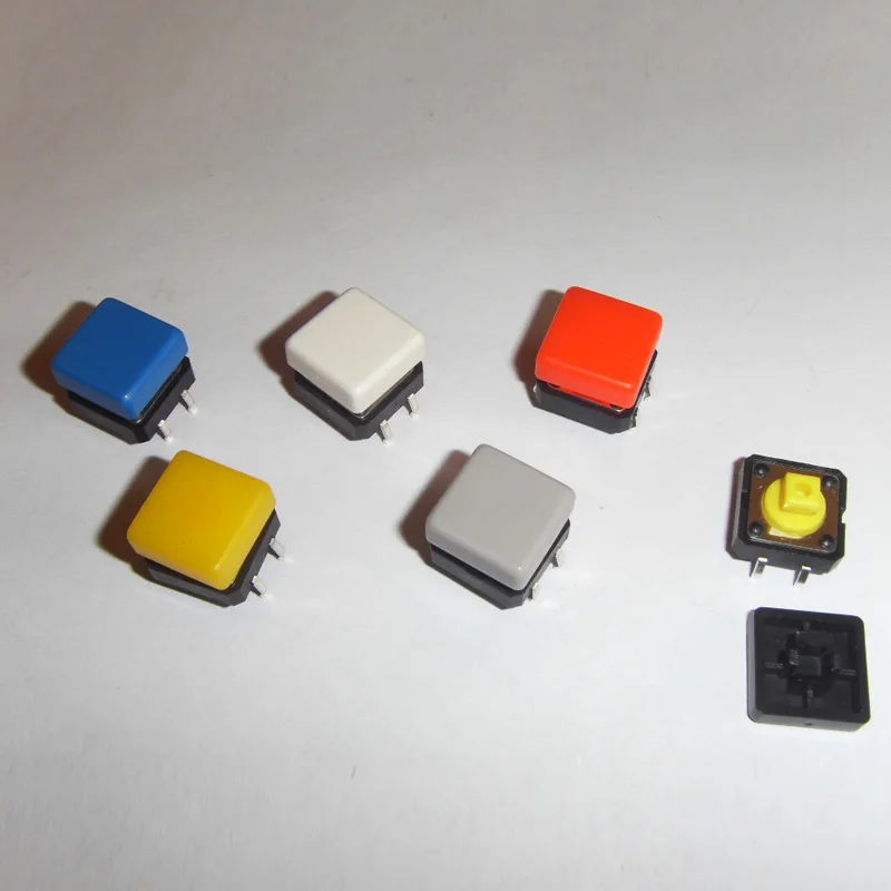120pcs/lot 12*12*7.3mm DIP Tactile Push Button with Colorful Square Cap Tact Switches 12x12mm Colorful|cap perfume|button element|button player - AliExpress