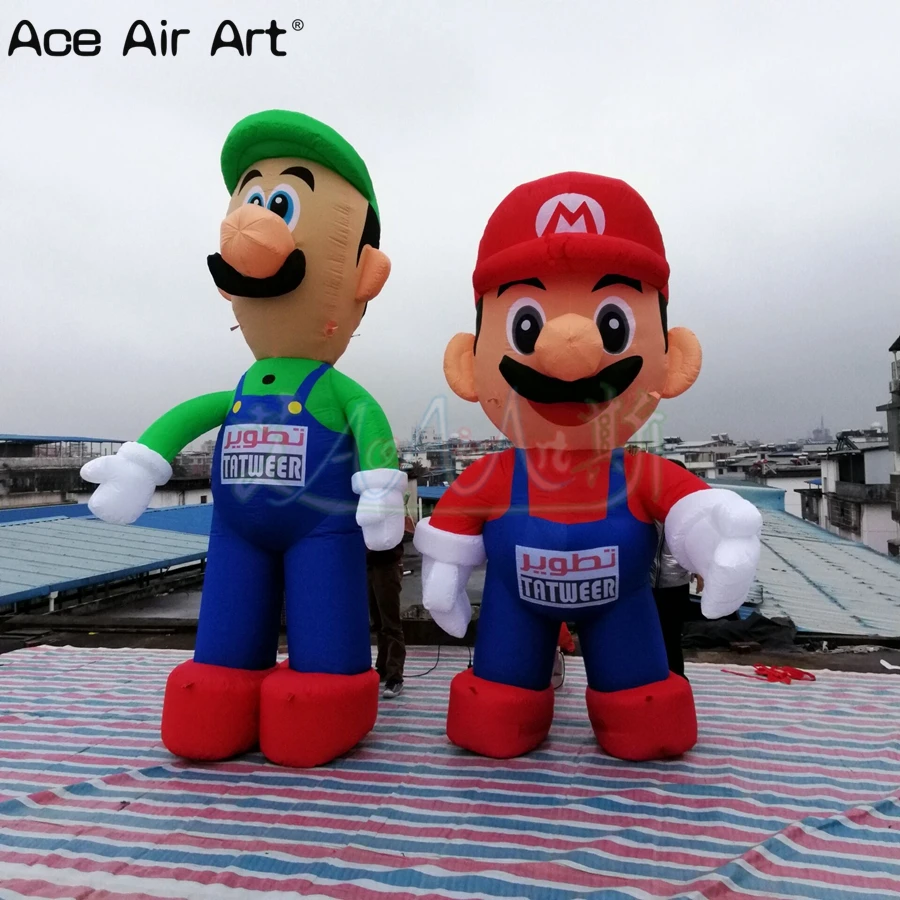 

Fashion cartoon balloon inflatable supper Mario and Luigi brother model with free blower for sale