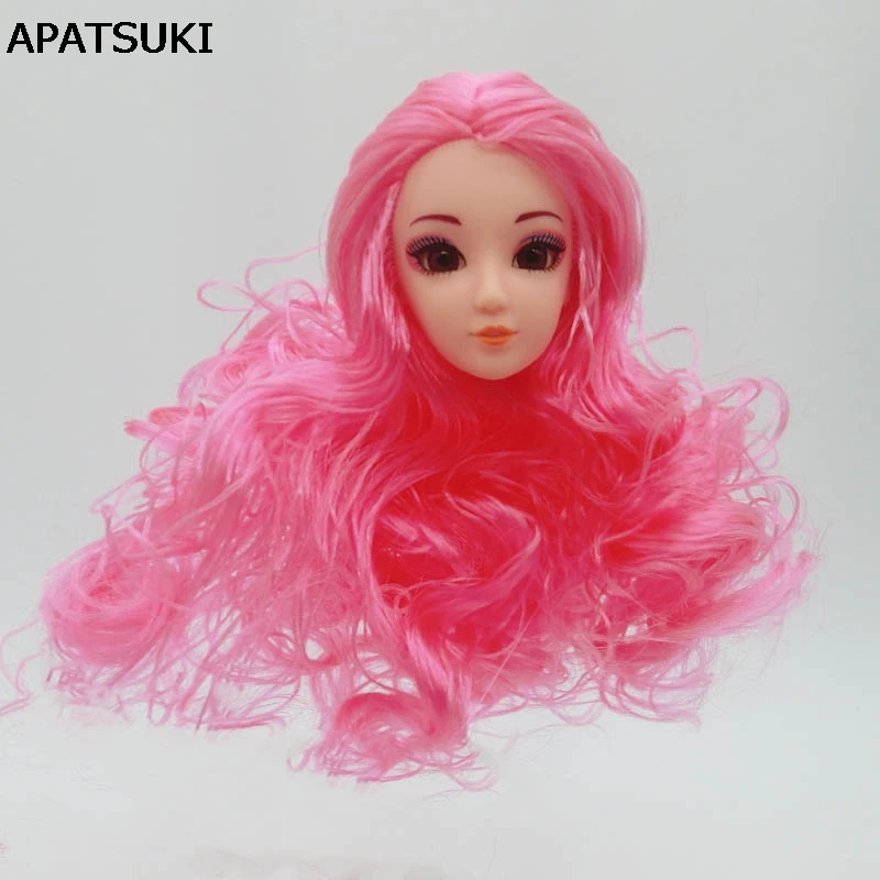 Doll Head High Quality Doll's Head Pink Wavy Hair Diy Accessories Heads