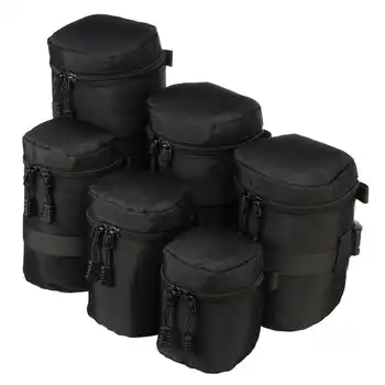 

Waterproof Portable Camera Lens Case Pouch Bag Black Shockproof Camera Lens Bag For Standard Zoom Camera Lenses Carrying Bag