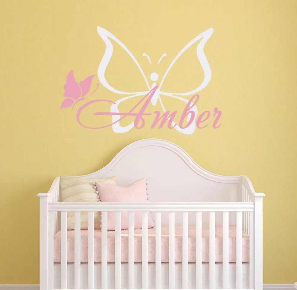 Customized Name Wall Decals Butterfly Personalized Decal Girls Kids
