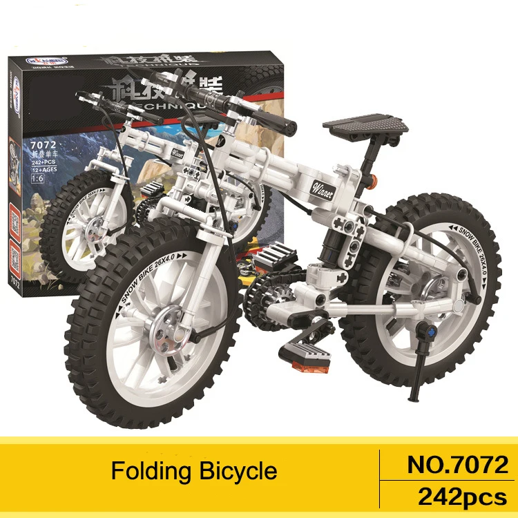 242Pcs Technic Series Folding Bicycle Mountain Bike Cycling Model Building blocks Bricks