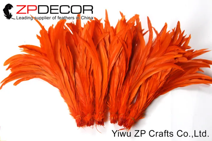 Zpdecor перья 100 шт./лот 30-35 см(12-14 дюймов) ручной Оранжевый петушиные перья окрашенные для Массовая для карнавального декора