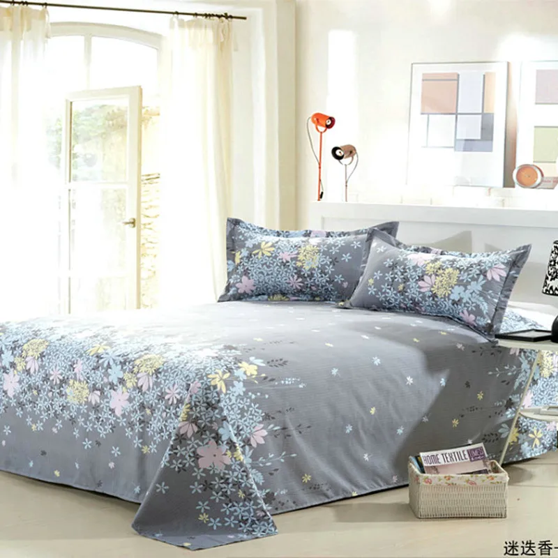 Красивая, с цветочным принтом, плоская простыня для односпальной кровати, для детей, взрослых, для спальни, плоская Простыня(без наволочки) XF337-1