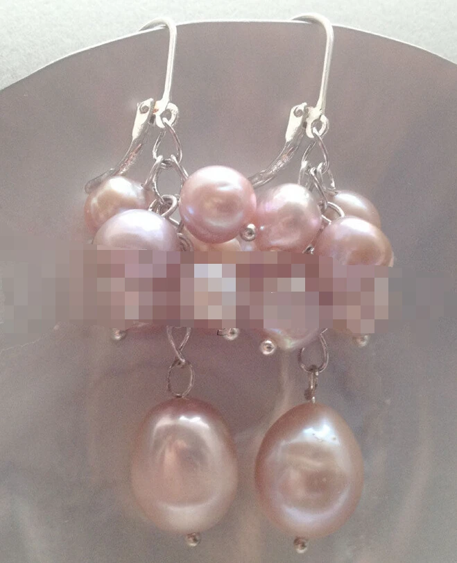 

HOT SELL - > 10847 natural purple baroque freshwater pearl earring -Top quality free shipping