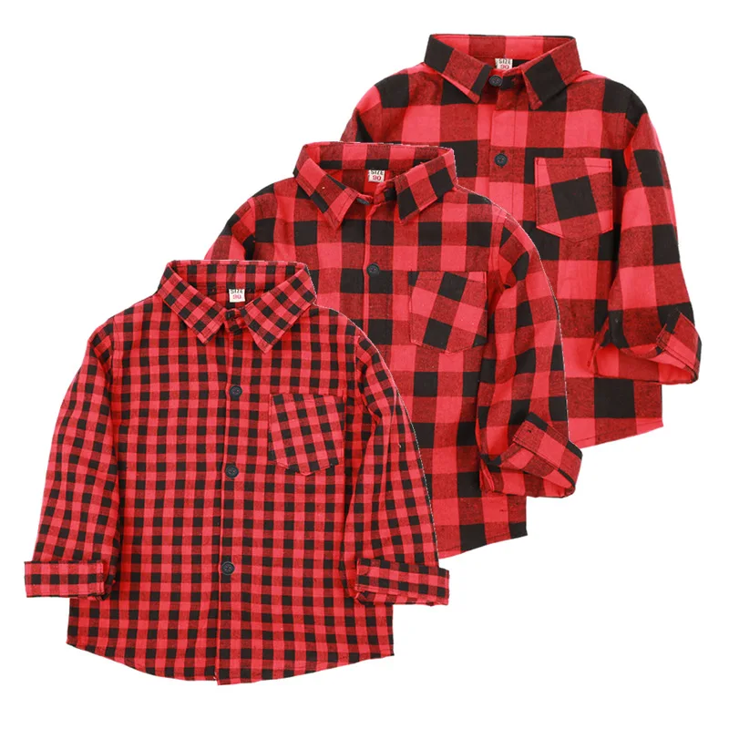 red plaid baby shirt