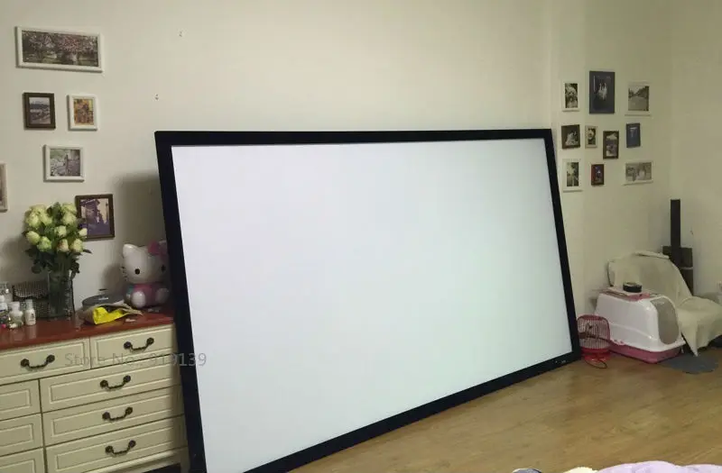 Проекционный экран с хорошим усилением для кинотеатра, 16:9, изогнутая фиксированная рамка, проектор, экран s 120 дюймов, HD Матовый белый костюм для 3D кинотеатра, дисплей