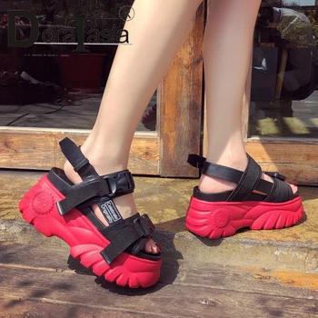 

DORATASIA Brand New Fashion INS Hot Summer Sandals 2019 Ladies High Heels Flat Platform Shoes Woman Casual Party Sandals