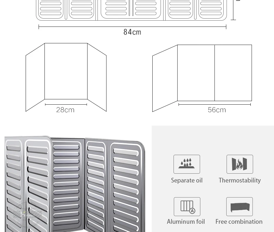 Konco для приготовления пищи изоляционные брызгозащищенные масла удаления перегородки пластины алюминиевое масло брызги экраны газовая плита экран против брызг