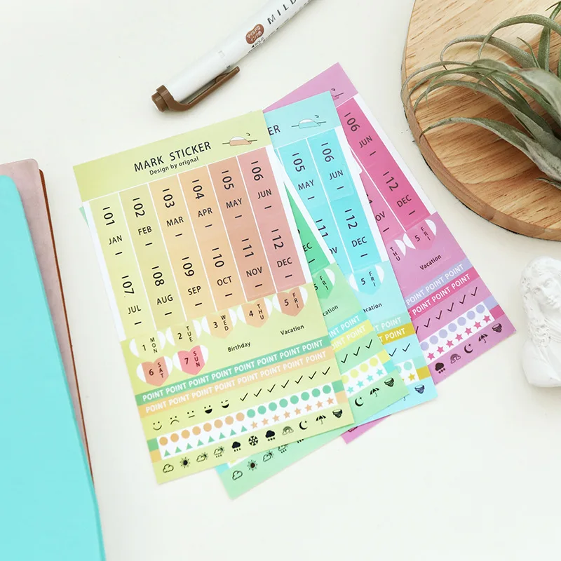 8Sheets//Set DIY Creative Office Novelty Sticky Notes Planner Page Index Stickers