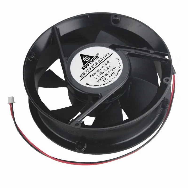 

10 Pcs Gdstime Dual Ball 12V 172mm x 51mm Industrial DC Cooling Fan 170mm x 50mm Circle Cooler Metal Machine Case 17cm 17251