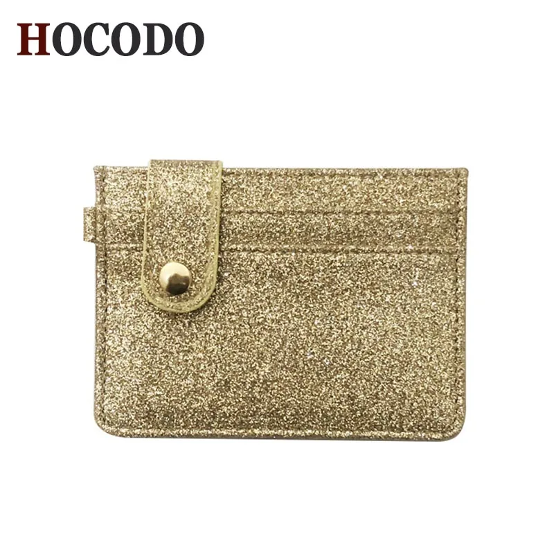 

HOCODO Creative New Ladies Card Bag Short Flash Powder Multi-Card ID Card Holder Money Bag Hasp Small Wallet For Credit Cards
