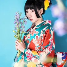 Элегантное платье для девочек с цветочным принтом; традиционное японское кимоно; комплект из 12 предметов; классическая одежда для сцены