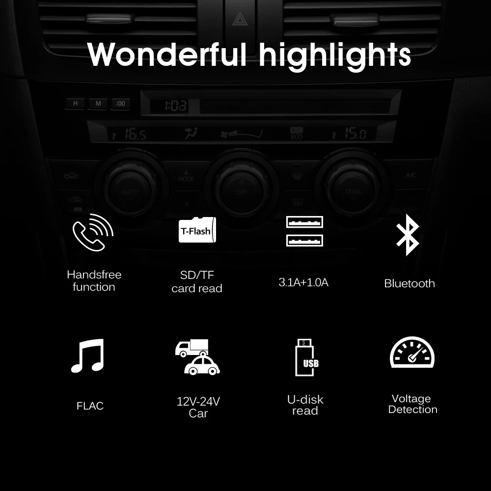 Onever, 5 В, 3,4 А, fm-передатчик, автомобильный комплект, Handsfree, светодиодный экран, Автомобильный MP3-плеер, автомобильное зарядное устройство, автомобильный bluetooth-адаптер для TF карты, U диск