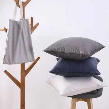 

45*45cm Nordic Minimalist Style Cushion Cover Blue Linen Cotton Solid Brown Cushion Cover Home Decoration Sofa Chair Pillow Case