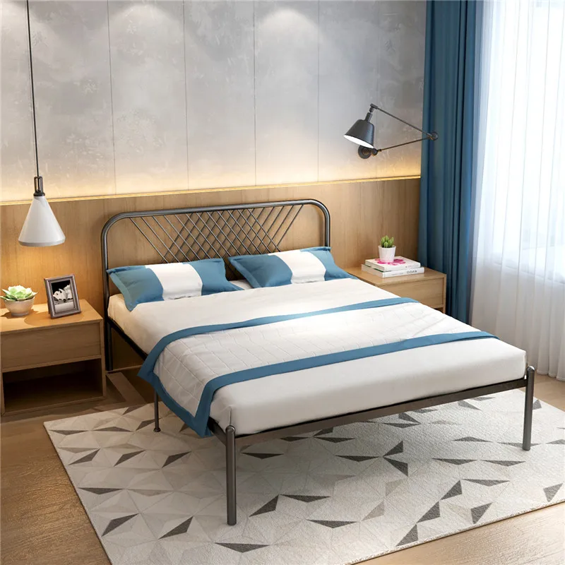 Modern contracted iron frame bed double bed 1.8 meters adult iron bed 1.5 meters single princess bed iron art bed child bed Modern contracted iron frame bed double bed 1.8 meters adult iron bed 1.5 meters single princess bed iron art bed child bed