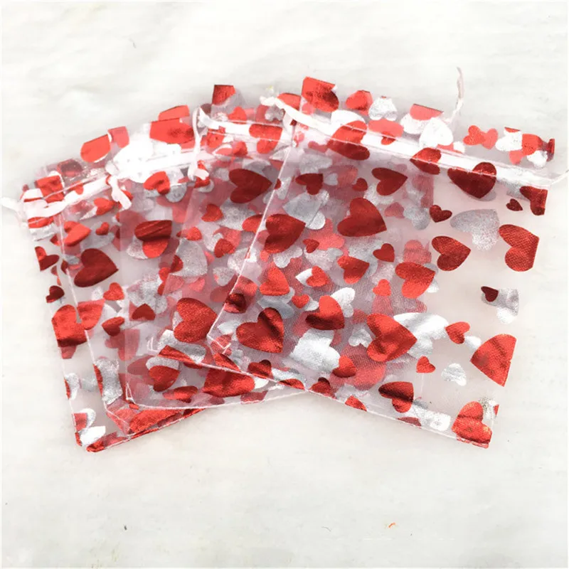 

8x10 9x12 10x15 13x18cm Heart Pattern Drawstring Gift Bags Wedding Christmas Party Favors Packaging Candy Holder Jewelry Pouches