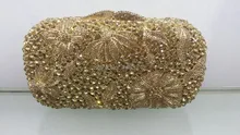 Versandkostenfrei!! A15-18, goldfarbe mode top kristallsteinen ringkupplungen taschen für damen schöne party tasche