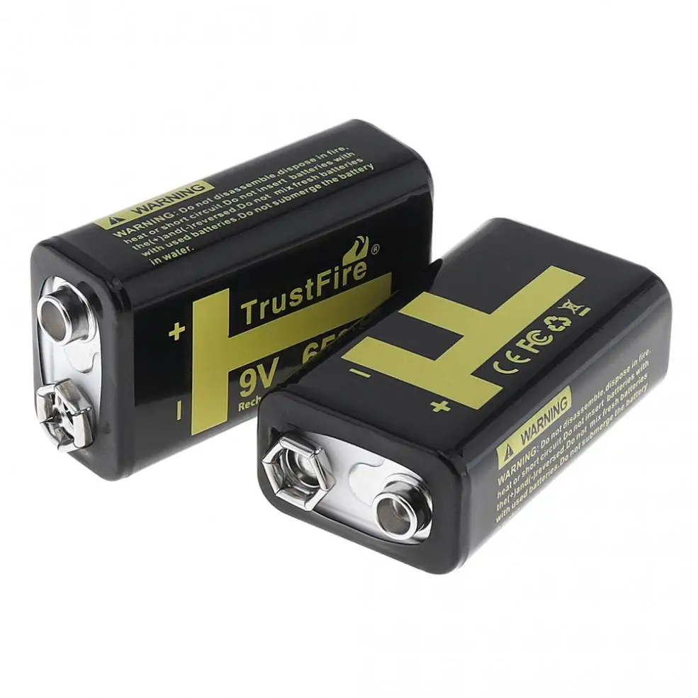 

8pcs/lot TrustFire 9V 6F22 650mAh Li-ion Rechargeable Battery with Plastic Storage Box For Microphone/Detector
