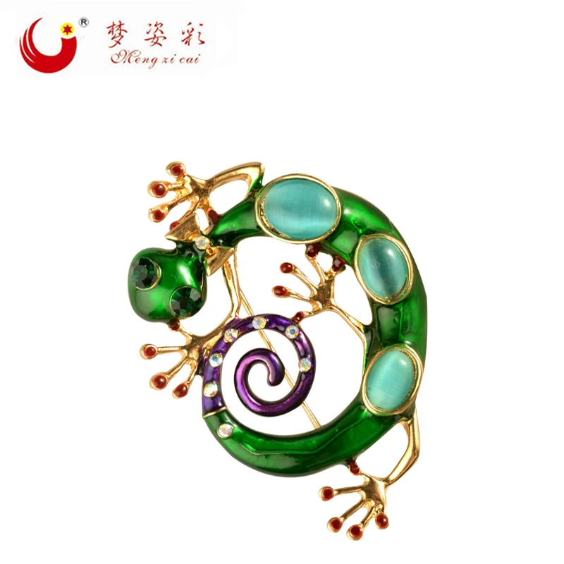 

MZC New Arrival Green Enamel Esmaltes Lizard Brooches Pin for Men Gecko Natural Stone Insect Brooch Corsages Broshes jewelry