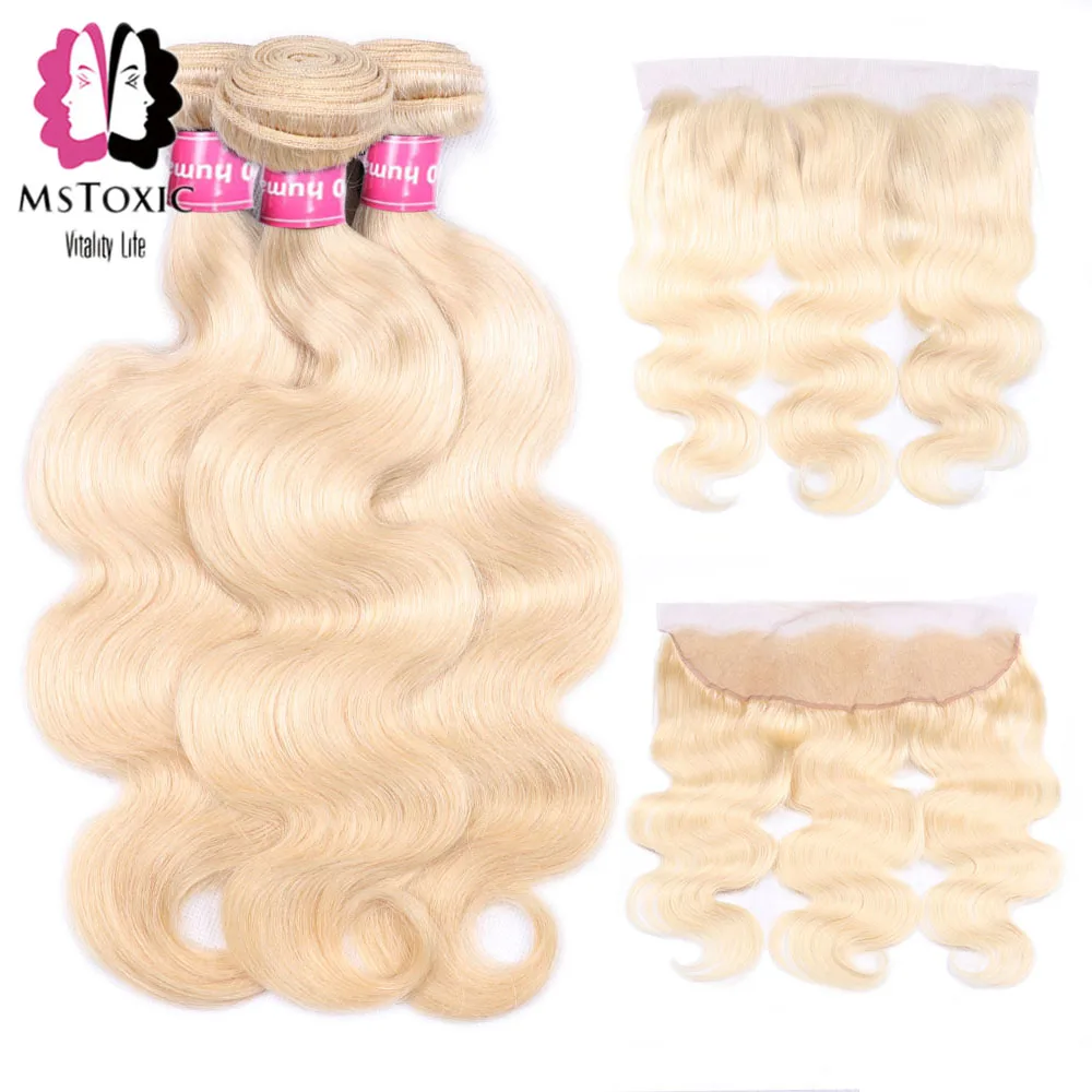 Mstoxic Blonde Body Wave Bundles With Frontal Closure 613 Blonde Brazilian Human Hair Bundles With Frontal Closure Non Remy Hair Mstoxic Blonde Body Wave Bundles With Frontal Closure 613 Blonde Brazilian Human Hair Bundles With Frontal Closure Non Remy Hair