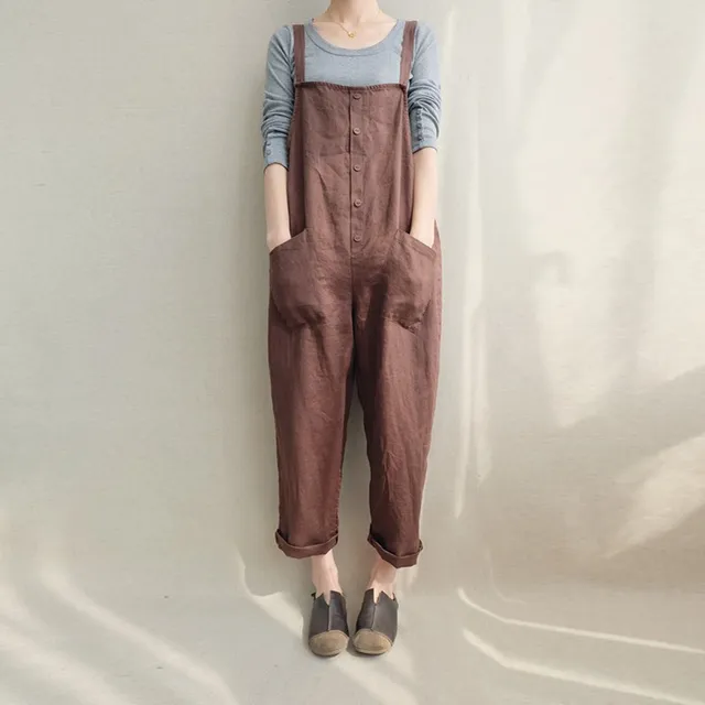 ZANZEA Women Strappy Pockets Dungaree Baggy Jumpsuits Overalls Fashion Oversized Casual Loose Long Harem Pants Bib Trousers