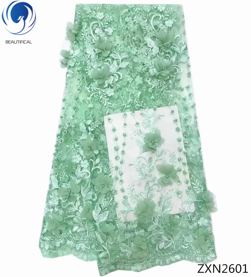 

BEAUTIFICAL 3d lace applique 3d laces african fabrics 3d beaded lace fabric for wedding dresses high quality light green ZXN26