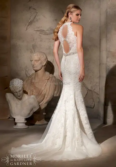 Online Shop Best Sale Graceful Lace Mermaid Wedding Dresses Open