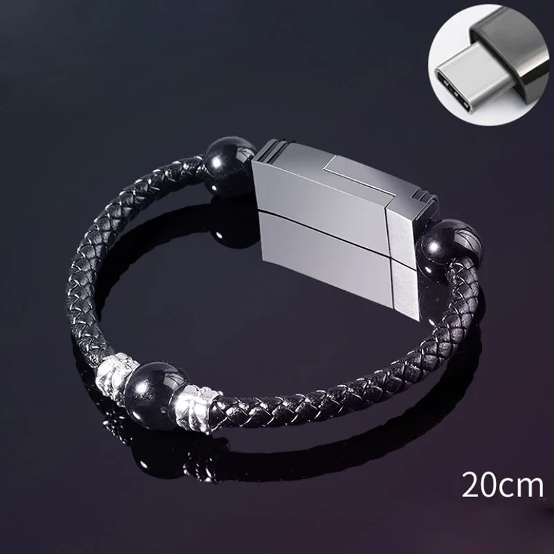 Высокое качество кожаный плетеный браслет данных зарядный кабель USB для Apple для Android type C
