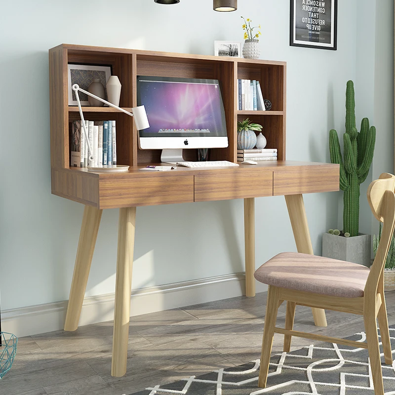Louis Fashion Computer Desks Type Solid Wood Bookshelf Combination