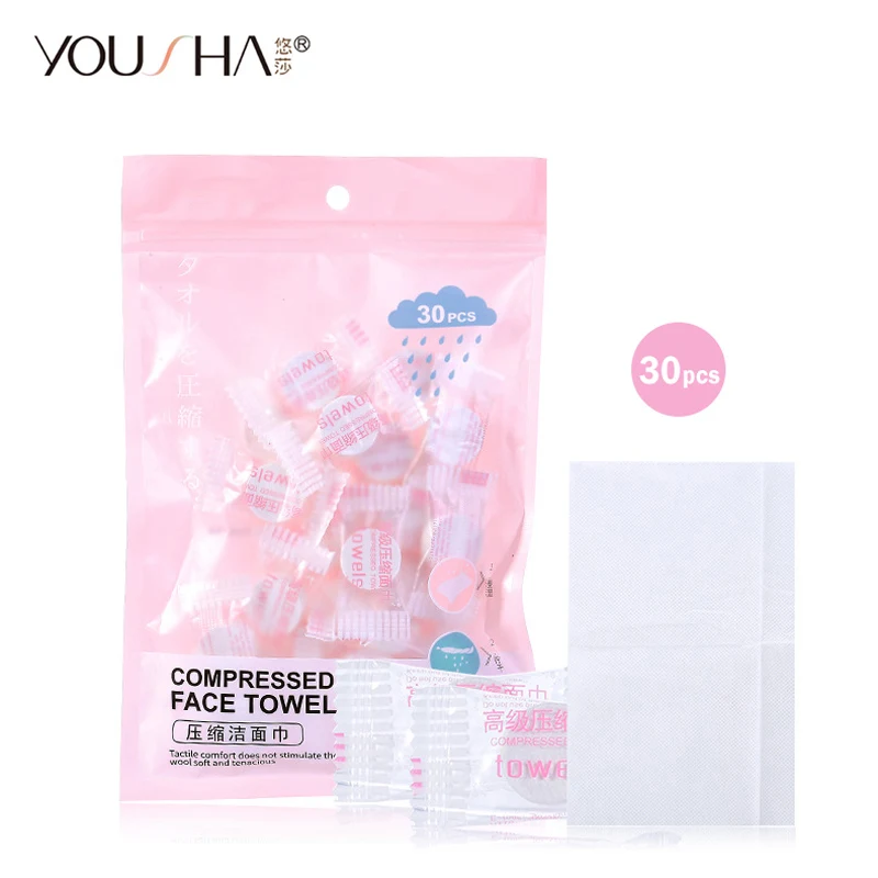 

YOUSHA 30pcs Travel Compressed Towels Tablets Compressed Face Travel Towels Cotton Facial Tablet Disposable Sport Beauty Tool