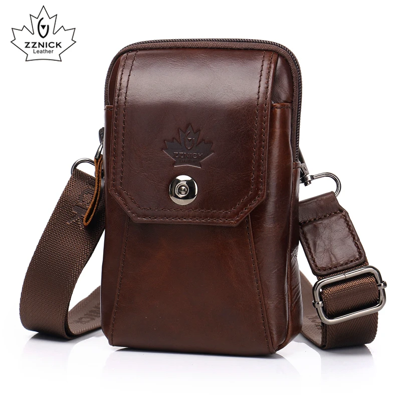 الخصر حزمة الكتف الرجال حقيبة ساع Crossbody أكياس جلد أصلي للرجال حزام حقيبة حقيبة رافعة الذكور الهاتف الحقيبة رفرف ZZNICK