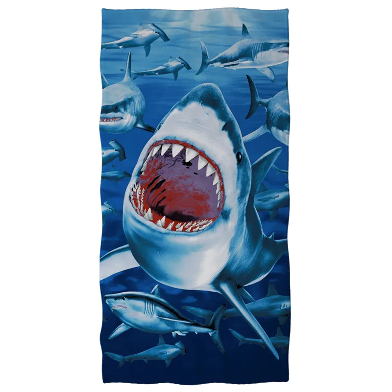 HUGSIDEA 75x150cm 3d Shark Beach Towel for Men Soft Cotton Absorbent Bathroom Bath Towels Women Shower Face Towel Blankets - Цвет: Z4911