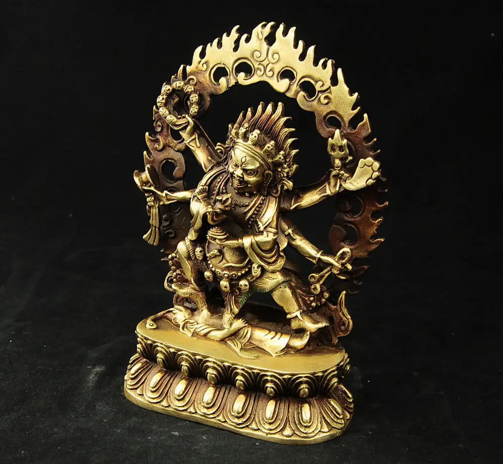 

tibet buddhism brass 6 arms Mahakala Vajra King Kong Exorcism god buddha statue