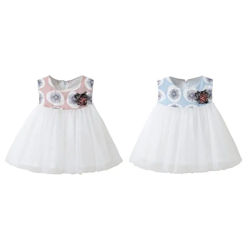 Летняя одежда для маленьких девочек платье-пачка принцессы без рукавов с принтом + корсаж
