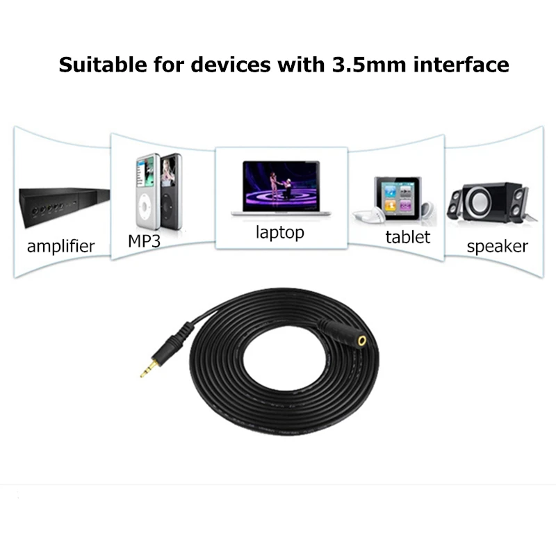 Trumsoon Male to Female 3.5mm Extension Cable Audio AUX Cord for PC Laptop MP3 Speaker Phone Car Earphone