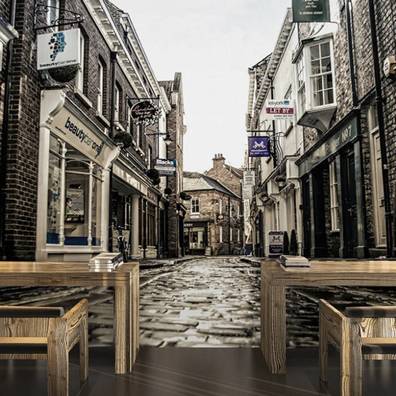 Пользовательские 3D фото обои европейских ретро ностальгия City Street View росписи