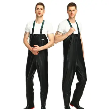 0.4mm PVC Breathable Chest Waders for Fishing 3000mm Waterproof Stocking Foot One-piece Chest Waders for Fish Fishing Clothing