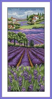 CS-1750 Cross Stitch Kit Provence Lavender Field Scape Home